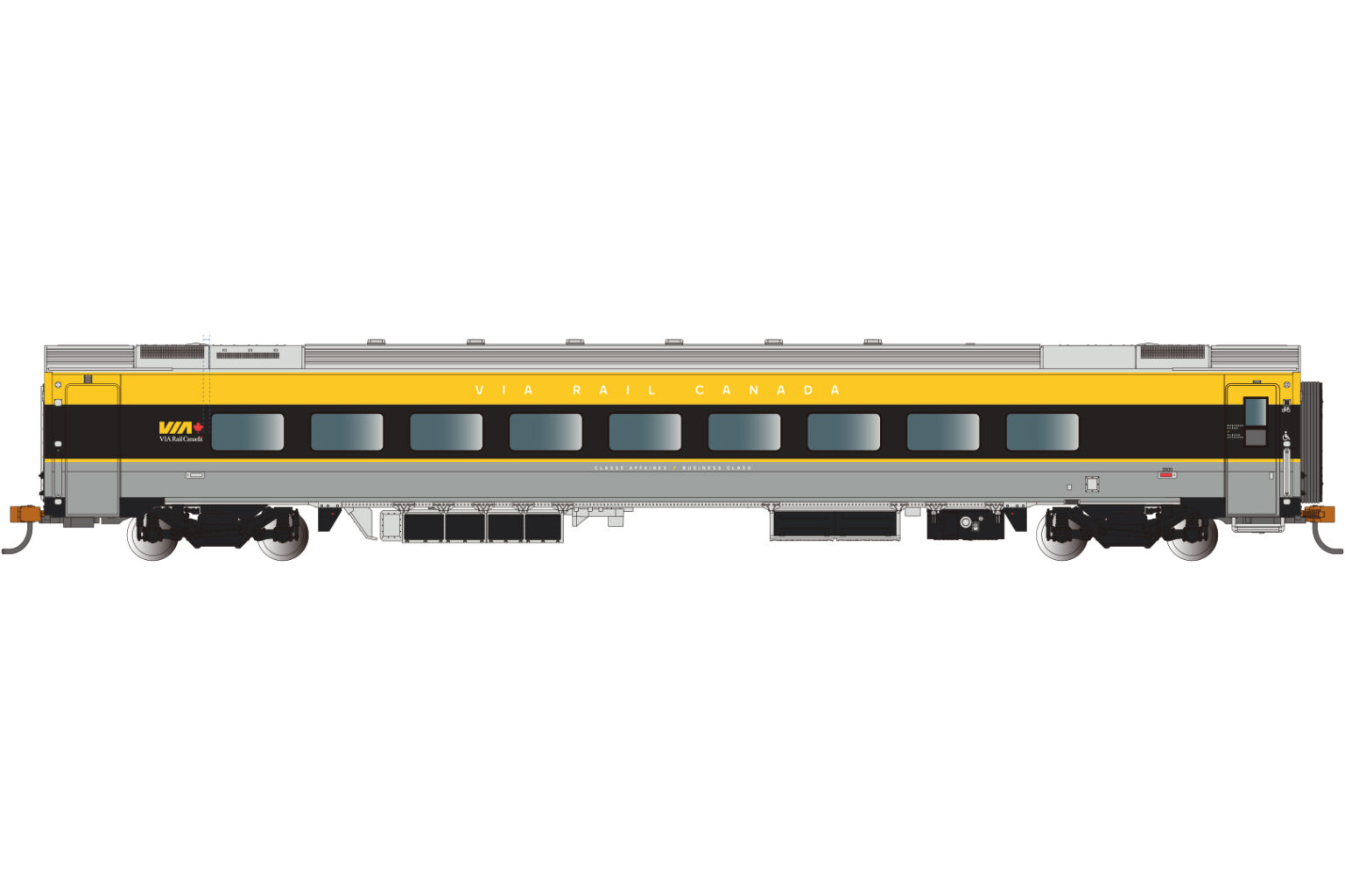 Bachmann Trains 74558  N Siemens Venture Business Car, VIA Rail Canada #2601 (gray, black, yellow)