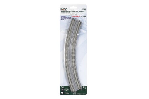 Kato 20185  N Curved Double Concrete Tie Superelevated Track 18-7/8 & 17-5/8" 480 & 447mm Radius 22.5-Degree Sections pkg(2)