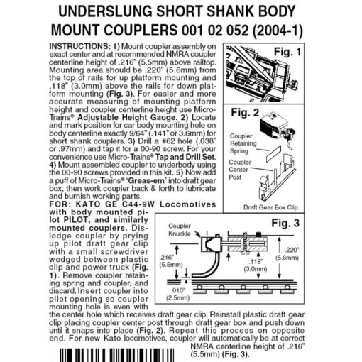 Micro Trains Line 00110007 (2004-1-10) N Assembled Underslung Short Shank BMC (10pr)