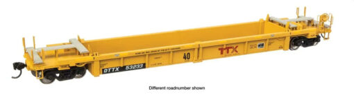 WalthersMainline 8430  HO Thrall Rebuilt 40' Well Car, TTX DTTX #55525 - red "Forward Thinking" TTX logo w/yellow conspicuity stripes