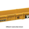 WalthersMainline 8439  HO Thrall Rebuilt 40' Well Car, TTX DTTX #747414  - large black & white TTX logo w/yellow conspicuity stripes