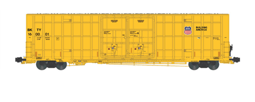 Aurora Miniatures 602030 N Greenbrier 7550 cf 60′ Plate F Boxcar – BKTY #160035 (UP Yellow)