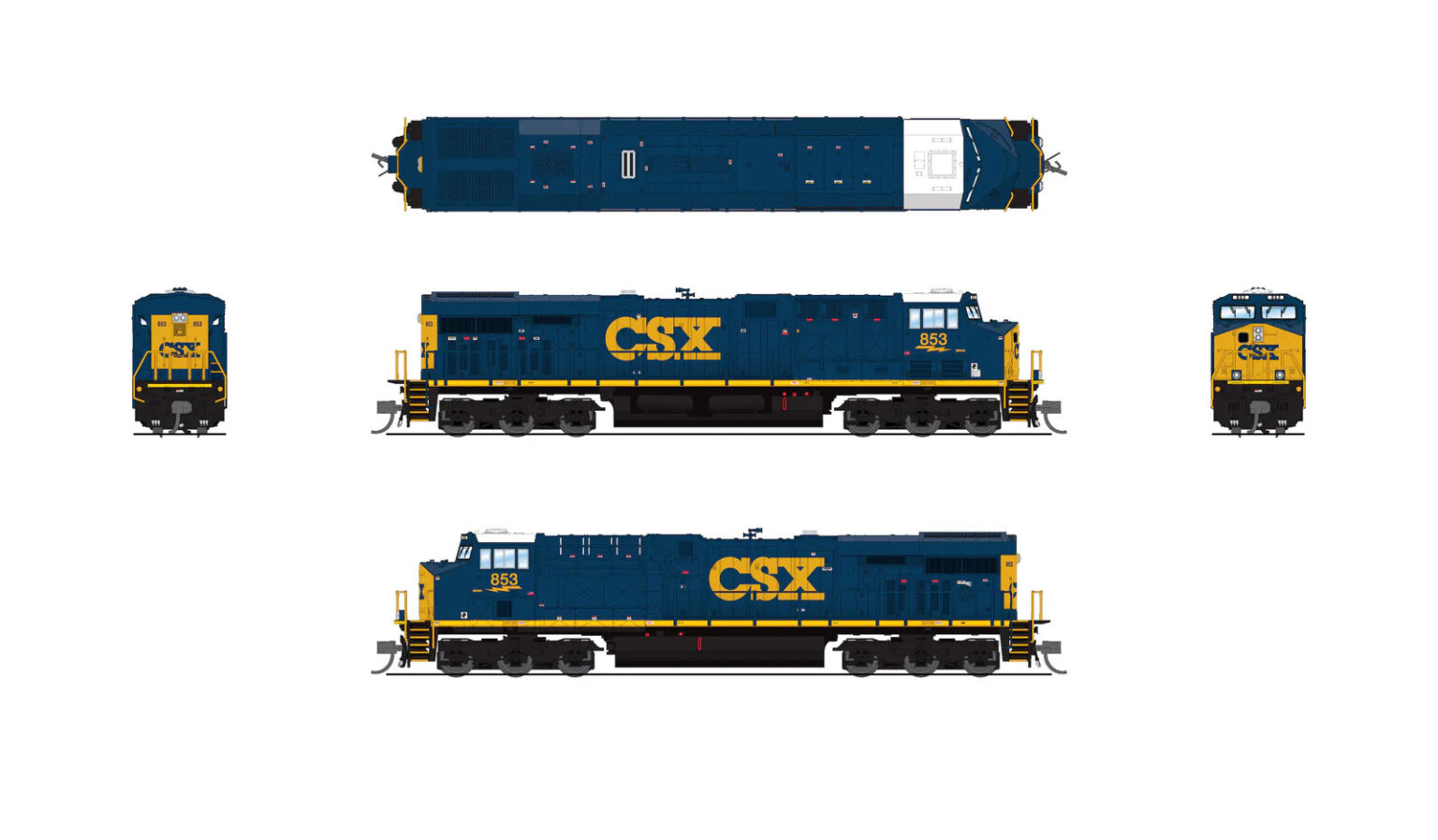 Broadway Limited Imports 8635 N EMD GE ES44AC, CSX YN3 Paint #853