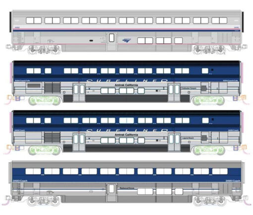 Kato 106-9002  N Amtrak Pacific Surfliner 4 Car Add-on Set