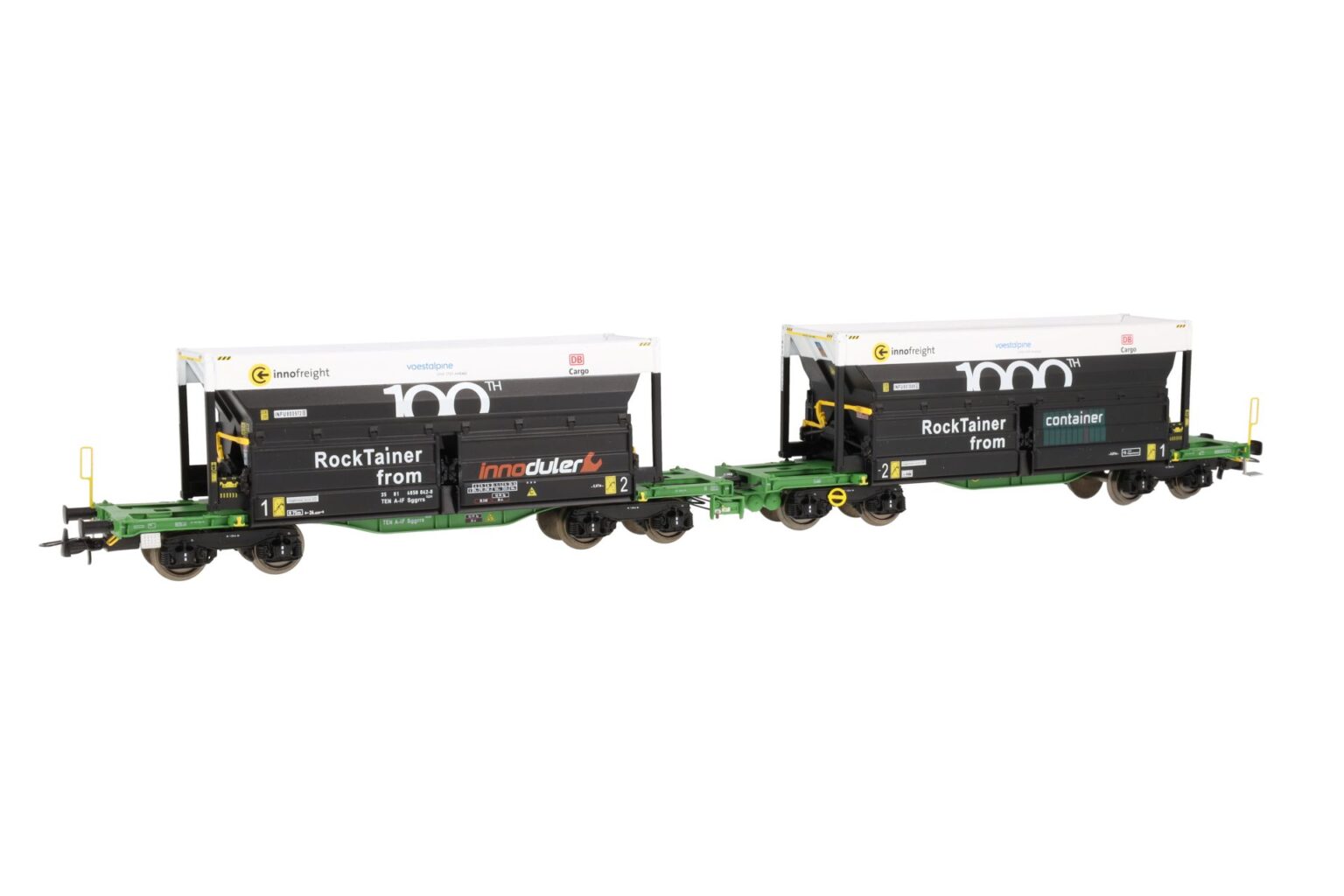 B-models 90.222  HO 2 piece set:  innofreight RockTainer ORE 100th / 1000th, DB AG