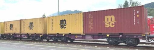 B-Models 90.503  HO Purple innofreight car loaded with four 20ft containers MSC