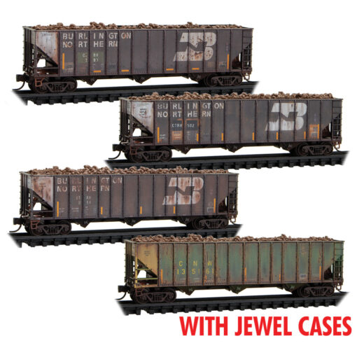 Micro Trains 98305075  N 100-Ton 3-Bay Hoppers weathered, CTRN/ex-BN