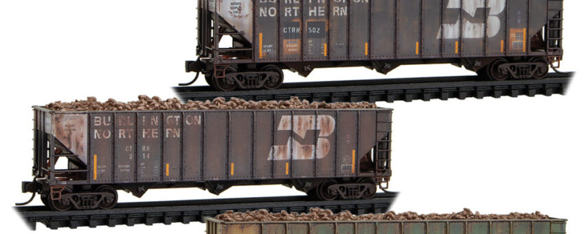 Micro Trains 98305075  N 100-Ton 3-Bay Hoppers weathered, CTRN/ex-BN