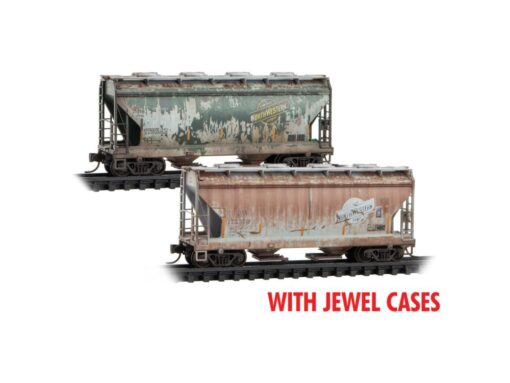 Micro Trains 98305084  N 2-Bay Covered Hoppers - 2-Pack weathered, Chicago & North Western (CNW) #175542, 175579