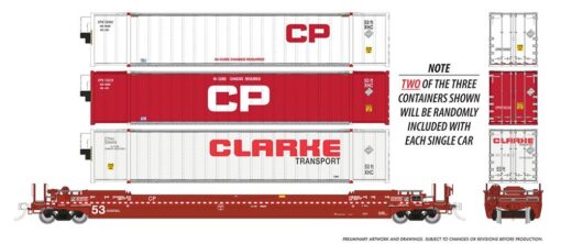 Rapido Trains  401057A HO HO 53' Husky-Stack well car + containers: CP: Single Car #527128
