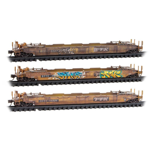 Micro Trains 98302262  N 3-Pack Weathered Well Car, TTX #56787, 56795, 56821
