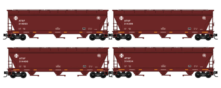 Micro Trains 98300237  N 4-Pack 3-Bay Covered Hoppers, ATSF