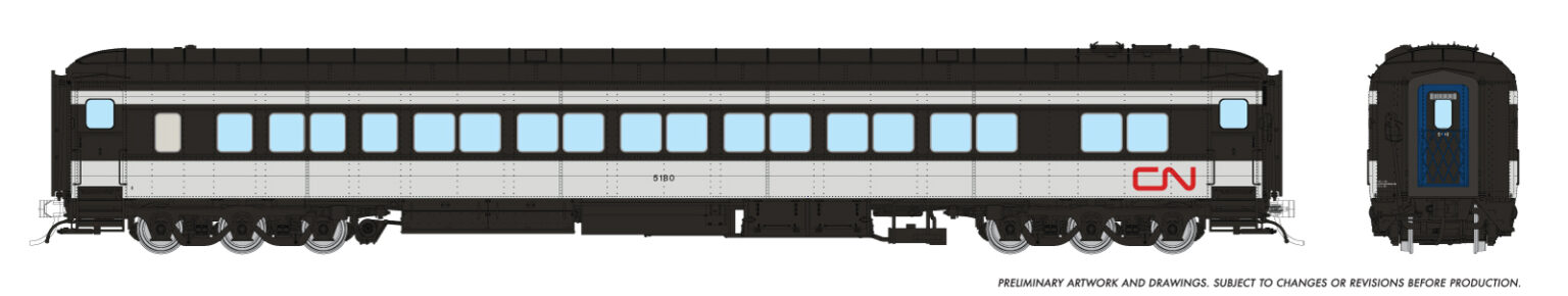 Rapido Trains 125009  HO Balloon Top Coach, CN - Wet Noodle Scheme #5180