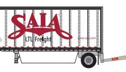 Trainworx 42892-04   N 28' Pup Van Trailer with Converter Dolly, Saia #4 (white, red; "LTL Freight" Slogan)