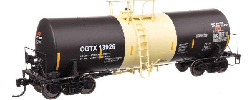 WalthersProto 100052  HO 40' Trinity 14,000-Gallon Molten Sulfur Tank Car, CGTX #13926