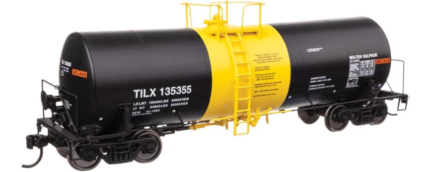 WalthersProto 100079  HO 40' Trinity 14,000-Gallon Molten Sulfur Tank Car, TILX #135355