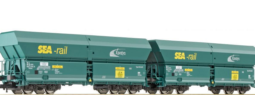 Fleischmann 552305  HO 2-piece set high capacity self unloading hopper wagon, XPEDYS (Belgium)