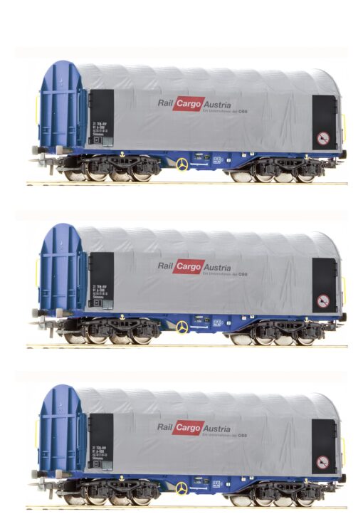 Roco 67155  3-piece set: Sliding tarpaulin wagons, ÖBB