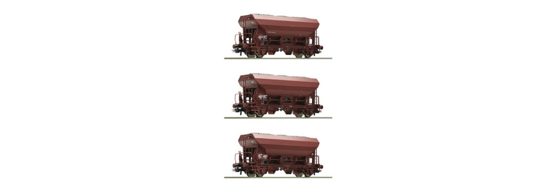 Roco 76172   3 piece set self-unloading hopper wagons, SNCF