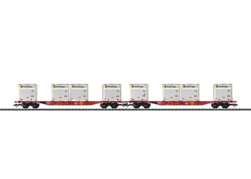 Trix 24110  HO Container Flat Car Set with WoodTainer XS Containers, DB AG